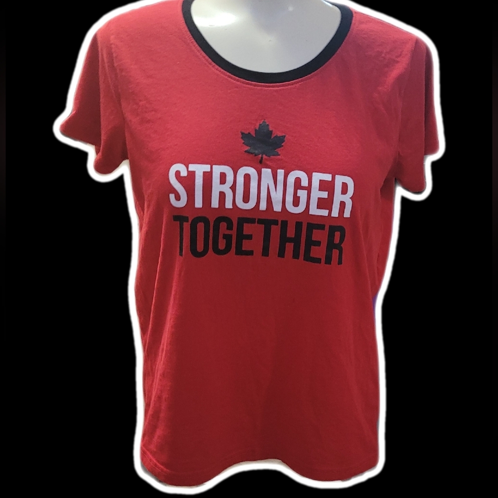 black and red “stronger together” canada graphic tee ᶻ 𝗓 𐰁 .ᐟ